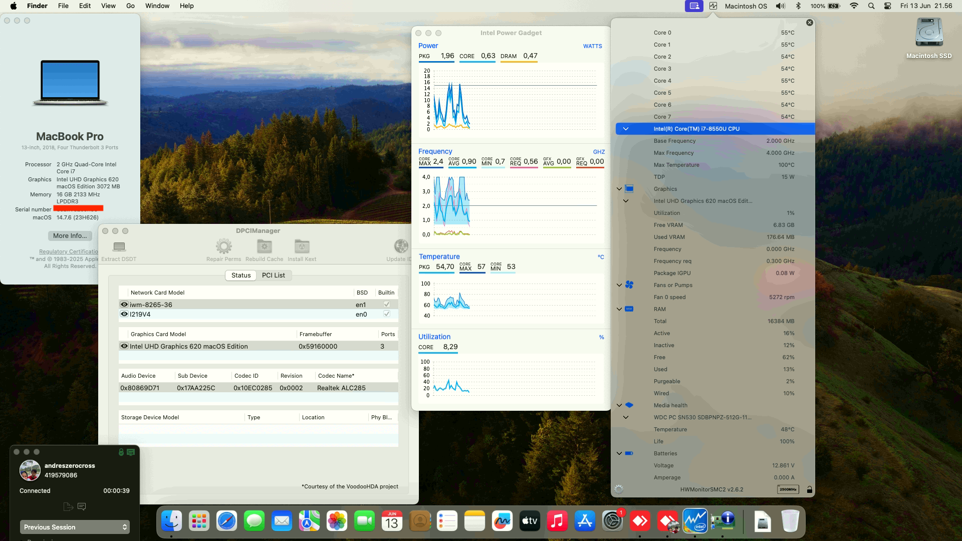 Success Hackintosh macOS Sonoma 14.7.6 Build 23H626 in Lenovo Thinkpad X1 Carbon 6th Gen